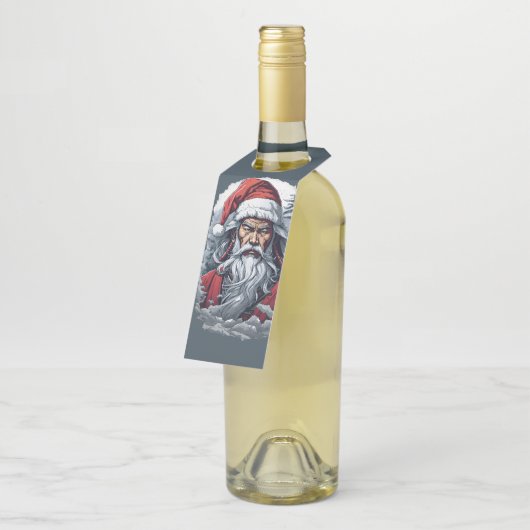 Samurai Santa Warrior Kerstkunstcadeau Flessenhanger (Schuin)