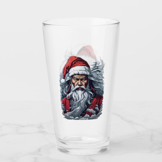 Samurai Santa Warrior Kerstkunstcadeau Glas (Voorkant)