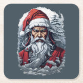 Samurai Santa Warrior Kerstkunstcadeau Kartonnen Onderzetters (Voorkant)