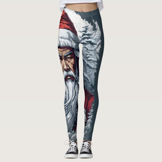 Samurai Santa Warrior Kerstkunstcadeau Leggings (Voorkant)