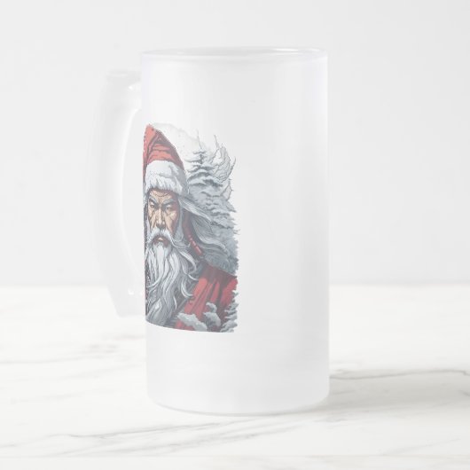 Samurai Santa Warrior Kerstkunstcadeau Matglas Bierpul (Voorkant links)