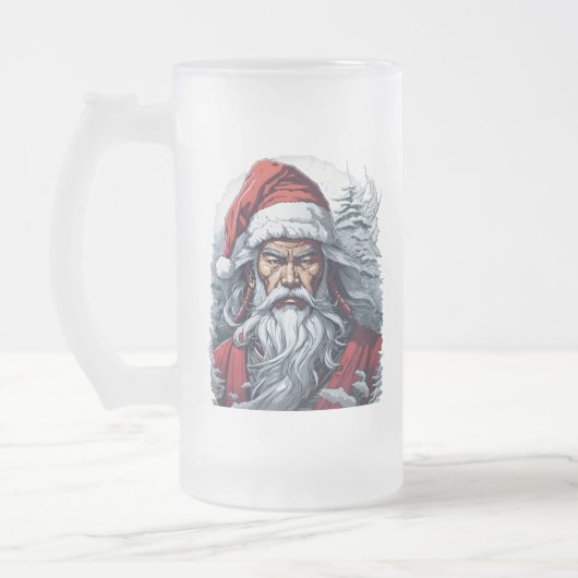 Samurai Santa Warrior Kerstkunstcadeau Matglas Bierpul (Links)