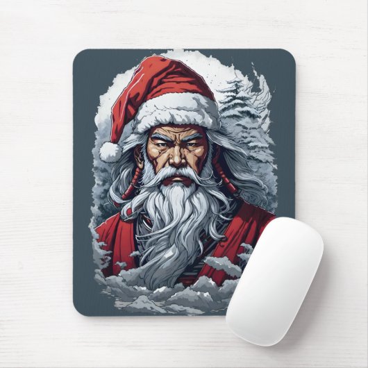 Samurai Santa Warrior Kerstkunstcadeau Muismat (Met muis)
