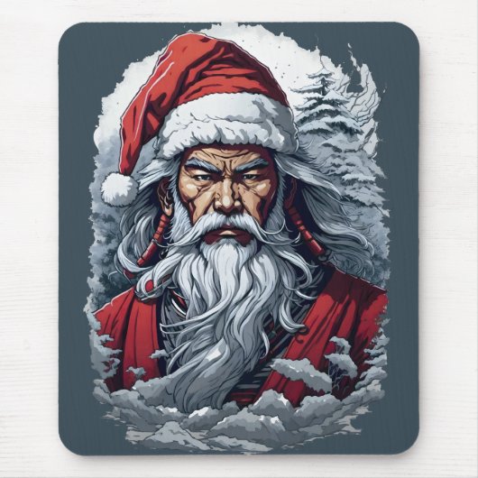 Samurai Santa Warrior Kerstkunstcadeau Muismat (Voorkant)