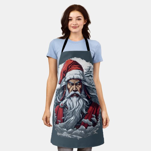 Samurai Santa Warrior Kerstkunstcadeau Schort (Gedragen)