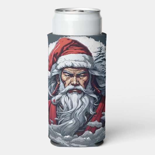 Samurai Santa Warrior Kerstkunstcadeau Seltzer Blikjeskoeler (Seltzer Achterkant)