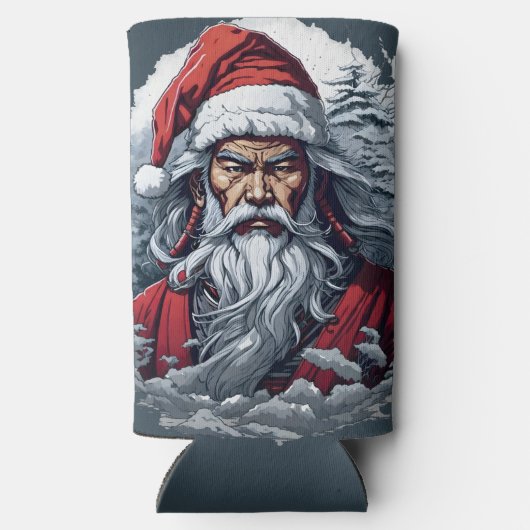 Samurai Santa Warrior Kerstkunstcadeau Seltzer Blikjeskoeler (Achterkant)