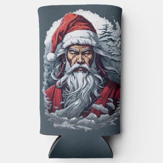 Samurai Santa Warrior Kerstkunstcadeau Seltzer Blikjeskoeler (Voorkant)