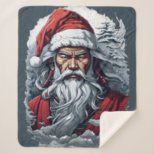 Samurai Santa Warrior Kerstkunstcadeau Sherpa Deken