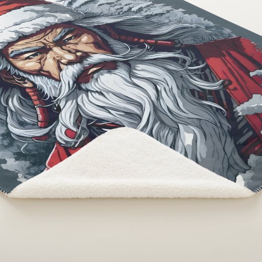 Samurai Santa Warrior Kerstkunstcadeau Sherpa Deken (3/4)