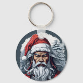 Samurai Santa Warrior Kerstkunstcadeau Sleutelhanger (Voorkant)
