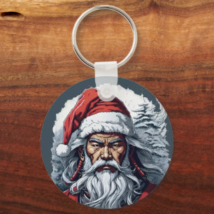 Samurai Santa Warrior Kerstkunstcadeau Sleutelhanger