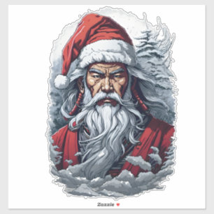 Samurai Santa Warrior Kerstkunstcadeau Sticker