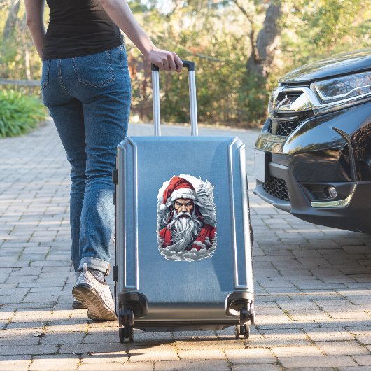 Samurai Santa Warrior Kerstkunstcadeau Sticker (Koffer Insitu)