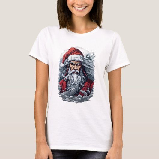 Samurai Santa Warrior Kerstkunstcadeau T-shirt (Voorkant)
