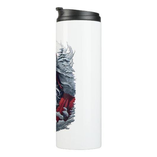 Samurai Santa Warrior Kerstkunstcadeau Thermosbeker (Geroteerd rechts)