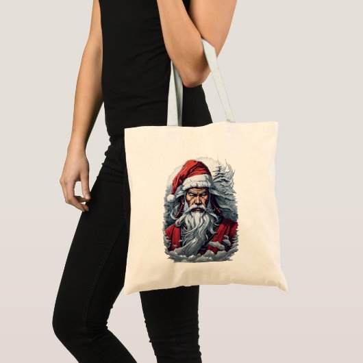 Samurai Santa Warrior Kerstkunstcadeau Tote Bag (Voorkant (product))