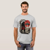 Samurai Sasquatch onder de rode zon T-shirt (Voorkant volledig)