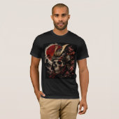 Samurai Schedel Japanse Krijger Vintage T-Shirt (Voorkant volledig)
