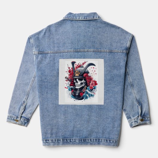 Samurai Schedel Krijger Denim Jacket (Achterkant)