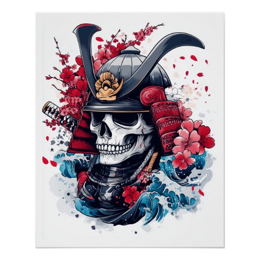 Samurai Schedel Krijger Perfect Poster (Voorkant)