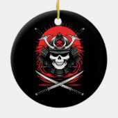 Samurai-schedel Rijzende Zon Krijger Kunst Keramisch Ornament (Achterkant)