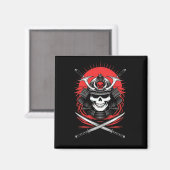 Samurai Schedel Rijzende Zon Krijger Kunst Magneet (Voorkant / Achterkant)