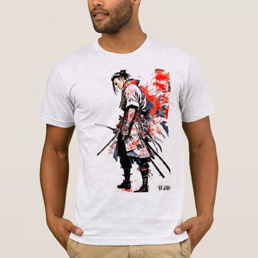 Samurai Serenity: Japan Waterverf schilderij T-shirt (Voorkant)