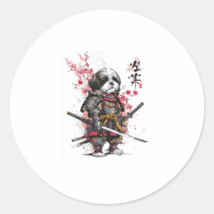 Samurai Shih Tzu � Epic Warrior Dog Ronde Sticker