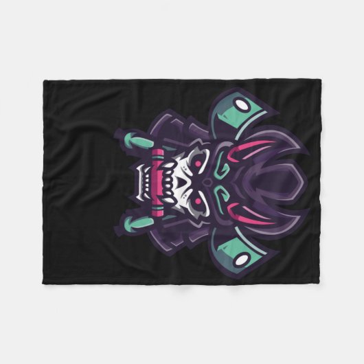 Samurai Shogun Sticker Fleece Deken (Voorkant (Horizontaal))