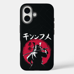 Samurai Silhouet met Katana en de Rijzende Zon iPhone 16 Hoesje