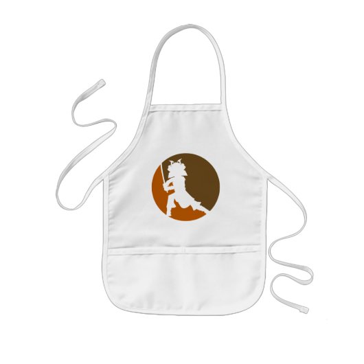Samurai Silhouette Apron. Kinder Schort (Voorkant)