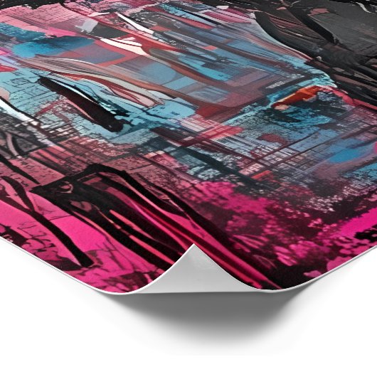 Samurai Silhouette Art Grid Bold Graffiti Style Poster (Hoek)