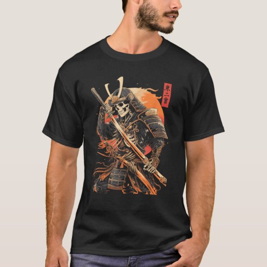 Samurai Skeleton Japans Kanji Samurai Warrior Sk T-shirt (Voorkant)