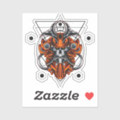 Samurai Skull met geometrische patronen Sticker (Vel)