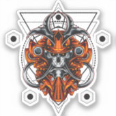 Samurai Skull met geometrische patronen Sticker (Voorkant)