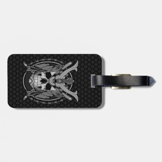 Samurai Skull Warrior Bagagelabel (Achterkant horizontaal)