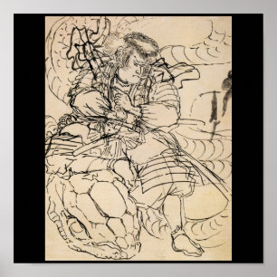Samurai slaat serpent c. jaren '1800 poster