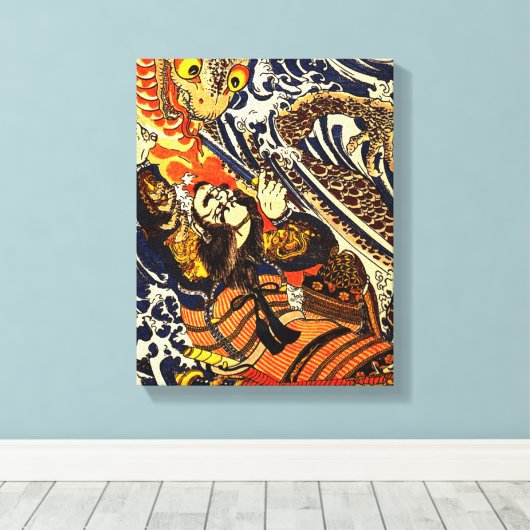 Samurai & Slang Aziatische kunst Canvas Afdruk (Insitu (Houten vloer))