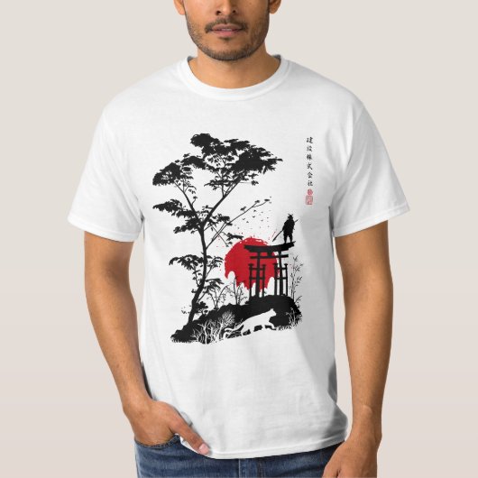 Samurai sobre torii t-shirt (Voorkant)