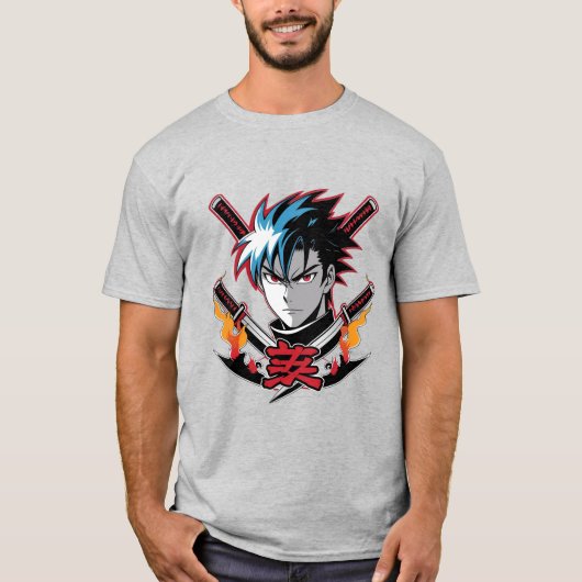 Samurai Soul | Anime Warrior T-Shirt voor Mannen (Voorkant)