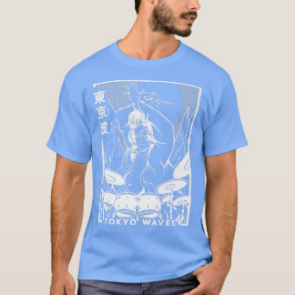 Samurai speelt drums Japans futurisme Japan Kunst T-shirt