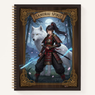 Samurai Spirit Anime Krijger & Witte Wolf Journaal Notitieboek