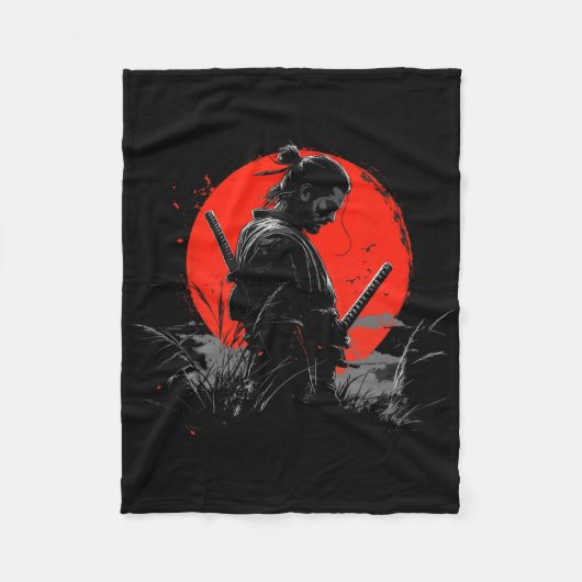 Samurai Spirit Graphic Modern Warrior's Fleece Deken (Voorkant)