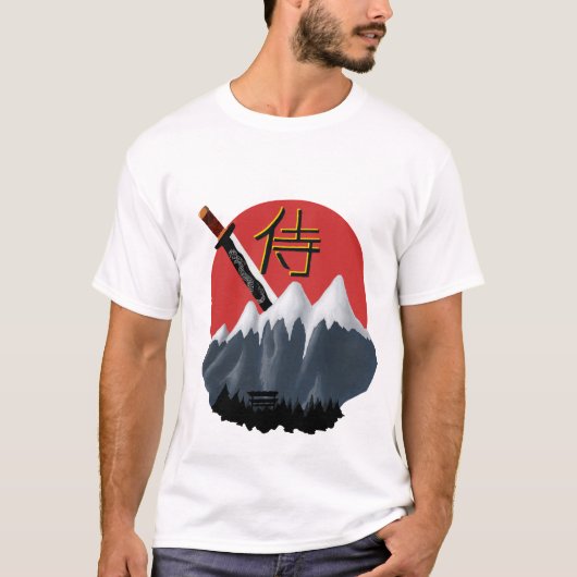 Samurai Spirit T-shirt - Japan Retro Sun & Katana (Voorkant)