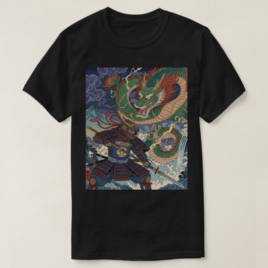 Samurai Spirit vs Dragon –  Japanse kunst T-shirt (Design voorkant)