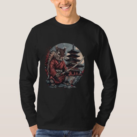 Samurai Squirrel Pagoda Tempel Japanse krijger Ja T-shirt (Voorkant)