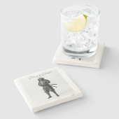 Samurai stone coaster stenen onderzetter (Zijkant)