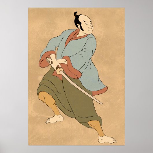 samurai - strijder met het zwaard katana poster (Voorkant)