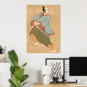 samurai - strijder met het zwaard katana poster (Thuiskantoor)